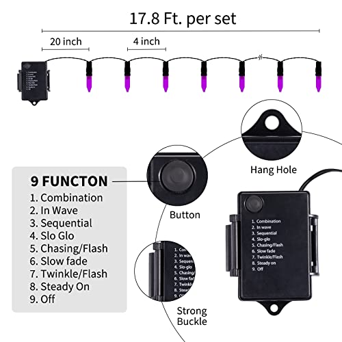 Purple String Lights Battery Operated 2 Pack 17.8 Feet 50 LED (17.8 Foot)