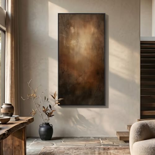 Large Framed Brown Moody Abstract Wall Art