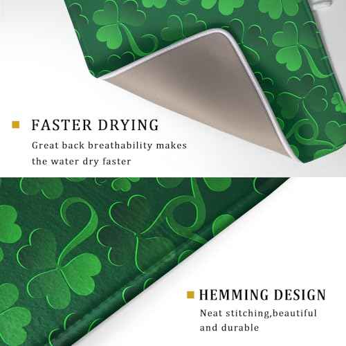 St Patricks Day Dish Drying Mat for Kitchen Shamrocks Absorbent Reversible Microfiber Kitchen Countertop Protector Dishes Pad Large 18x24 inch