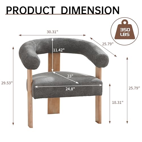 Barrel Accent Chairs Set of 2 with Armrests and Rubberwood Legs (2 Count)