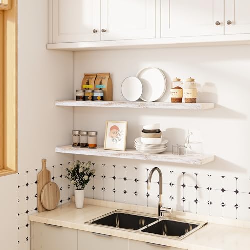 Elm Wood Floating Shelf 48x8” Set of 1