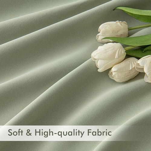 Sage Green Back Tab Blackout Curtains 52x63 Inches Long 2 Panels Set (2 Count)