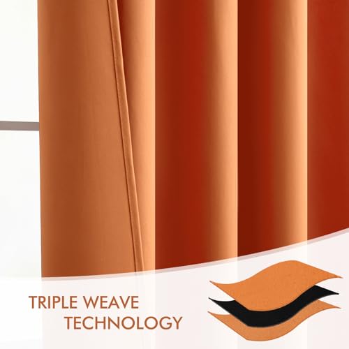 Fall Orange Back Tab Blackout Curtains 52x84 Inch Length 2 Panel Set (2 Count)