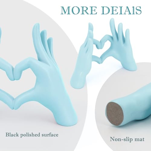Blue Heart Hands Sculpture Decor