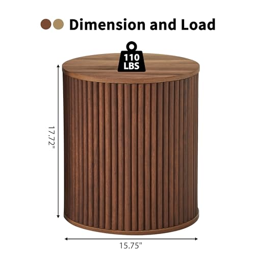 Fluted Round Side Table with Storage