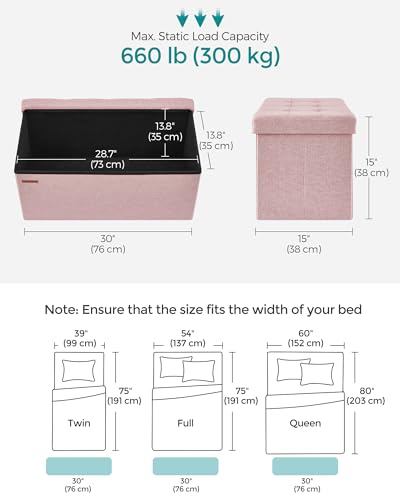 30 Inches Folding Storage Ottoman Bench