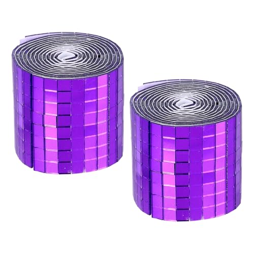 Self Adhesive Glass Mirror Mosaic Tiles 3200 Pcs 5 x 5 mm Disco Tiles for Craft Decoration Glass Mirror Disco Ball Purple 2 Pcs (2 Count)