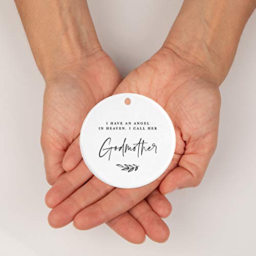 Round Ceramic Porcelain Christmas Tree Ornament Keepsake Collectible Godmother Bereavement Memorial Gift