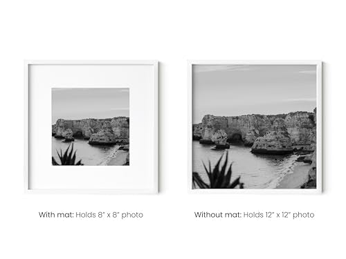 12x12 White Metal Picture Frames Matted to 8x8