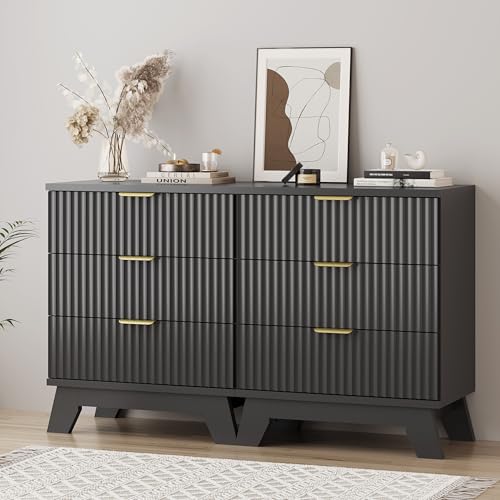 Fluted Dresser for Bedroom with 3 Drawers