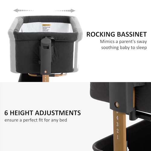 3-in-1 Baby Bassinet, Bedside Sleeper & Rocking Bassinet for Newborn