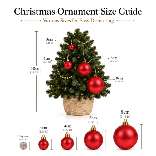 60mm 2.36" Christmas Ball Ornaments Shatterproof Christmas Ornaments Set Decorations for Xmas Tree Balls (24 Count)
