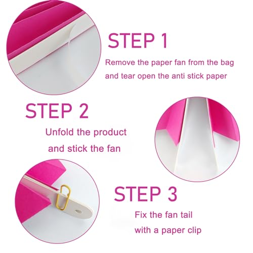 Hot Pink Party Decorations Hot Pink Hanging Paper Round Fans Bulk 16inch (30 Count)