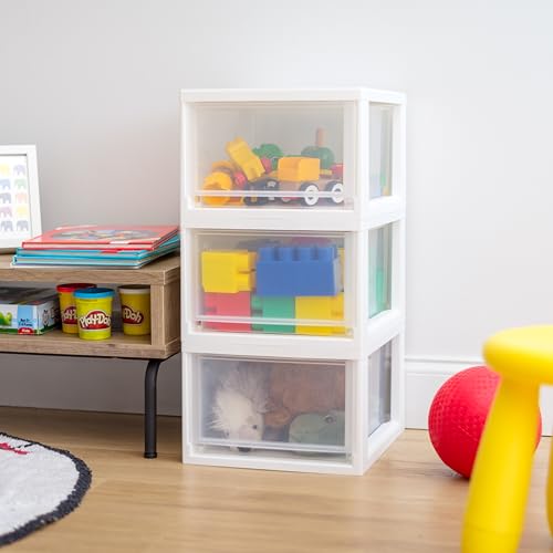 3-Pack, 14.5 Qt. Stacking Drawer Storage Organizer, White (3 Count)