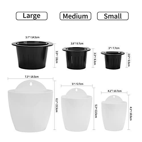 3 Pack Self Watering Wall Hanging Planter Pots Vertical Garden Window Hang Mount Indoor Outdoor Plant Flower Basket for Kitchen Herbs Balcony Railing Shelf Fence Bedroom Trellis Decor Modern White Box (3 Count)