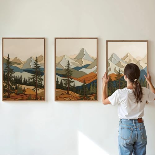 Vintage Mountains Framed Canvas Wall Art (3 Count)