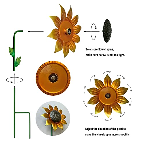 Set of 3 Metal Sunflower Garden Stakes