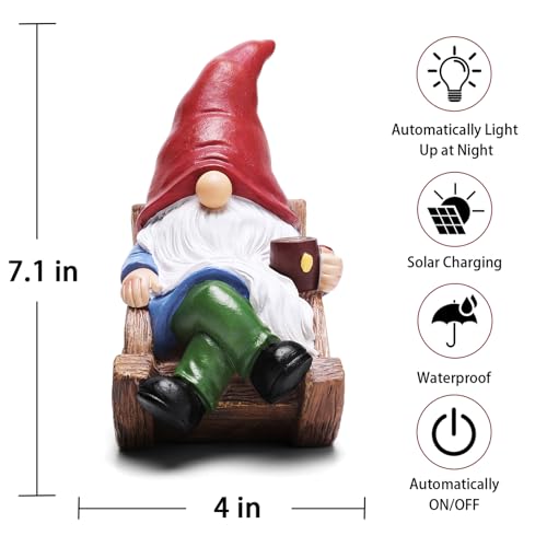 Solar Garden Gnomes Outdoor Statue with Solar Lights