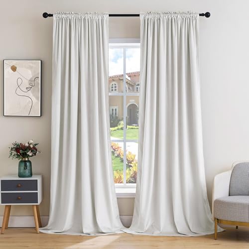 White Blackout Velvet Curtains Drapes 84 Inch Long 52"x84" Bedroom (2 Count)