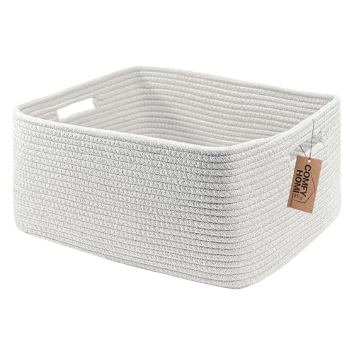 Cotton Rope Woven Basket with Handles for Shelves
