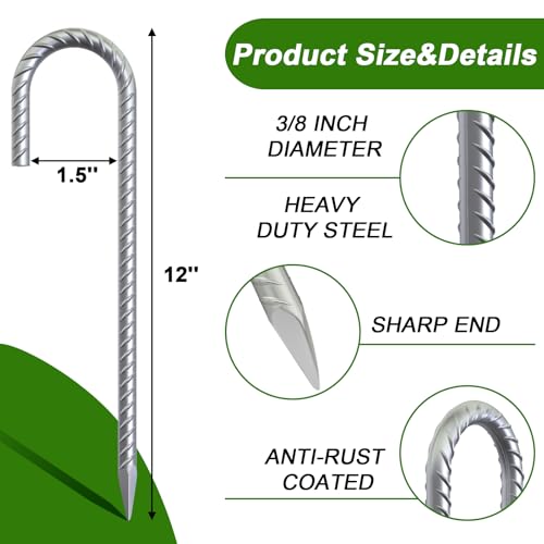 Rebar Stakes 12 Inch J Hook (32 Count)