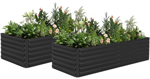 8x4x2ft Outdoor Metal Raised Garden Bed (2 Count)