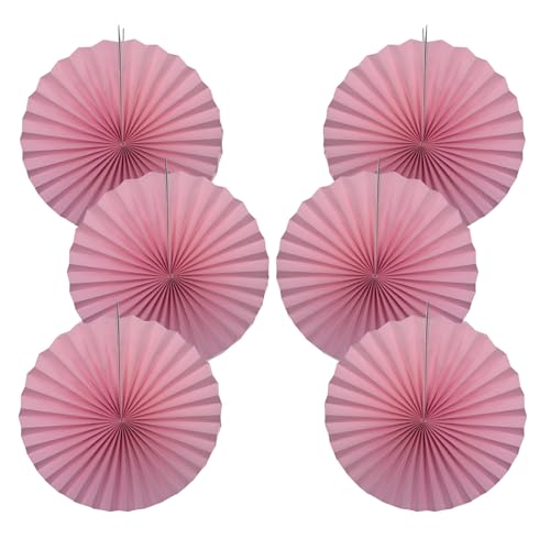 Pink Party Decorations Pink Hanging Round Paper Fans Bulk 16in DIY Set
