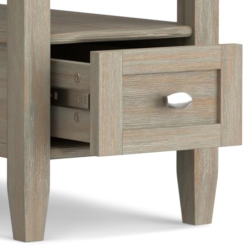 Warm Shaker 14" Wide Solid Wood End Table in Distressed Grey