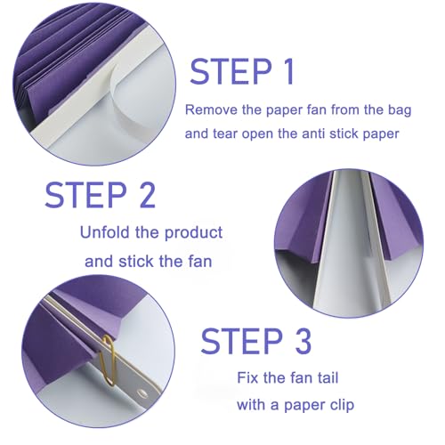 Purple Party Decorations 8in Purple Hanging Paper Fan Set DIY 10Pcs (10 Count)