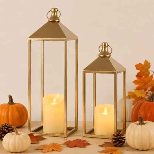 Set of 2 Decorative Lanterns with Candles (24 Count)