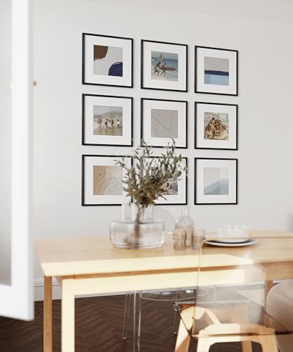 12x12 Black Metal Picture Frames Matted to 8x8