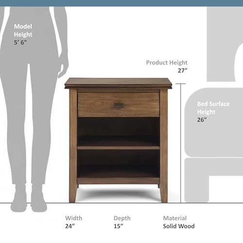 Artisan 24" Bedside Table in Rustic Natural Aged Brown