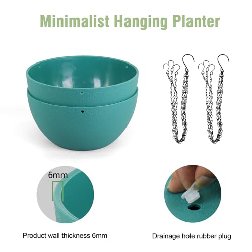 12 inch Large Hanging Planters for Indoor Outdoor Plants (2 Count)