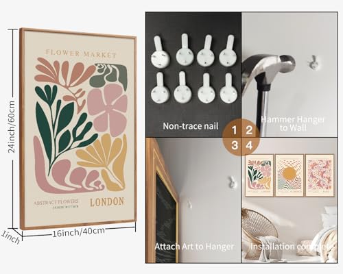 Boho Flower Market Framed Canvas Wall Art Set (3 Count)