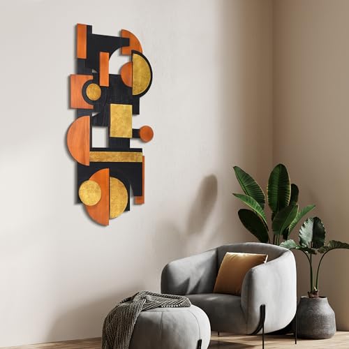 Amber Embraces I" Handmade Dimensional Solid Paulownia Wood Abstracts Wall Art (3 Count)