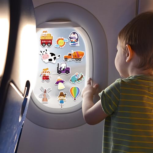Window Clings Stickers for Kids Window Gel Clings Decals Thick Gel Clings Toddlers and Adults Classroom Home Nursery Airplane Birthday Party Supplies