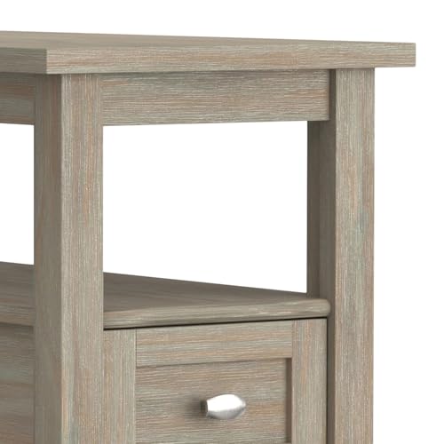 Warm Shaker 14" Wide Solid Wood End Table in Distressed Grey