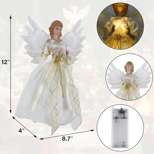 12 inch Lighted Angel Christmas Tree Topper