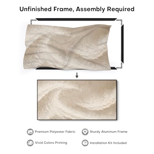 36"x72" Extra Large Framed Wall Art Soft Sand Wave Abstract Neutral Illustration for Home Living Room Bedroom Decor