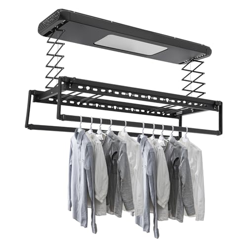 Electric Retractable Airing Rack Black