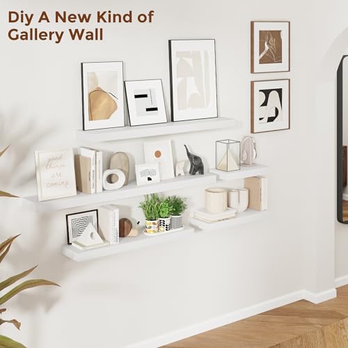 44 Inch Floating Shelves for Wall 8 Inch Deep White Shelves Set of 2
