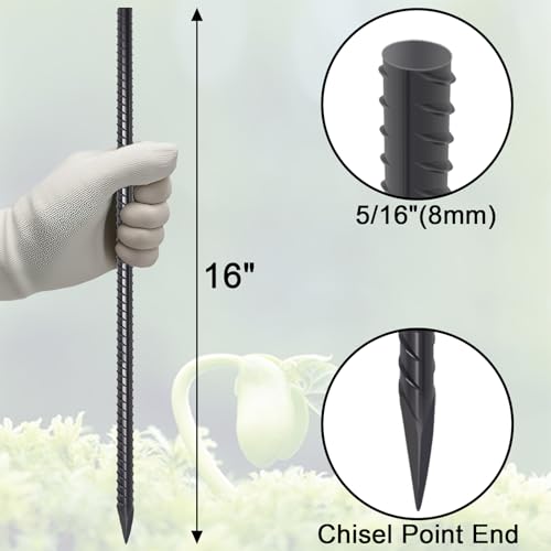 Straight Rebar Stakes 16 Inch Metal Ground Concrete Form Stakes (12 Count)