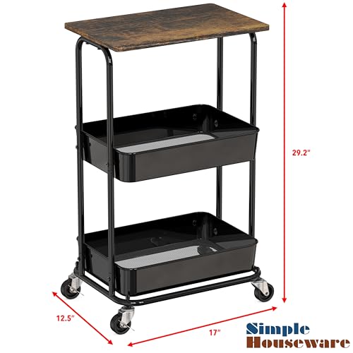 2 Tier Utility Cart Wood Top