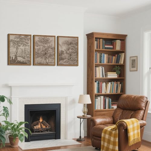 Vintage Landscape Framed Wall Art Set of 3