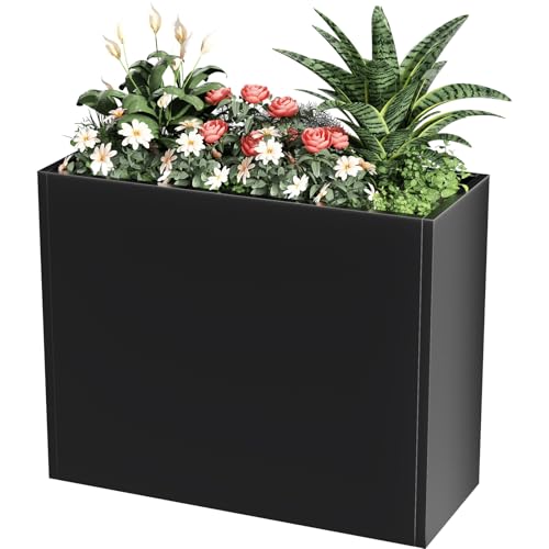 Tall Metal Planter Box for Outdoor Plants 36"L x 12"W x 26"H