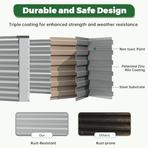 6x3x2ft Outdoor Metal Raised Garden Bed