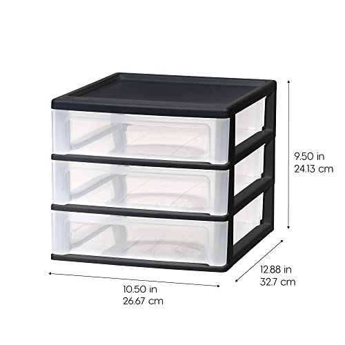 2-Pack, 3-Drawer Medium Plastic Stacking Desktop Organizer, Black (2 Count)