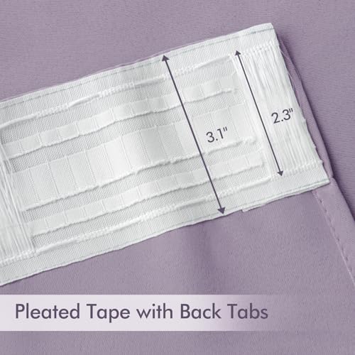 Lilac Back Tab Blackout Curtains 52x63 Inches Long 2 Panels Set (2 Count)