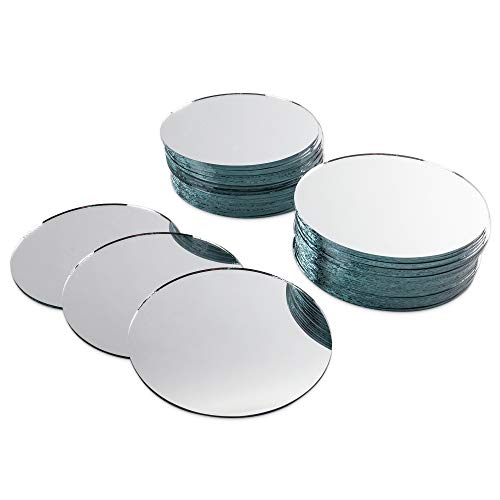 Round 4" Inch Glass Mirror Tiles Circles for DIY Arts & Crafts Projects (50 Count)