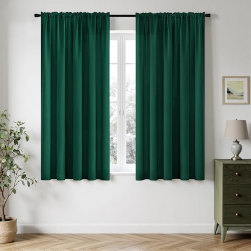 Hunter Green Privacy Sheer Curtains 2 Panels 42W x 63L (2 Count)